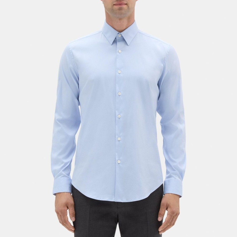 Men Theory Outlet | Tailored Shirt In Stretch Cotton French Blue