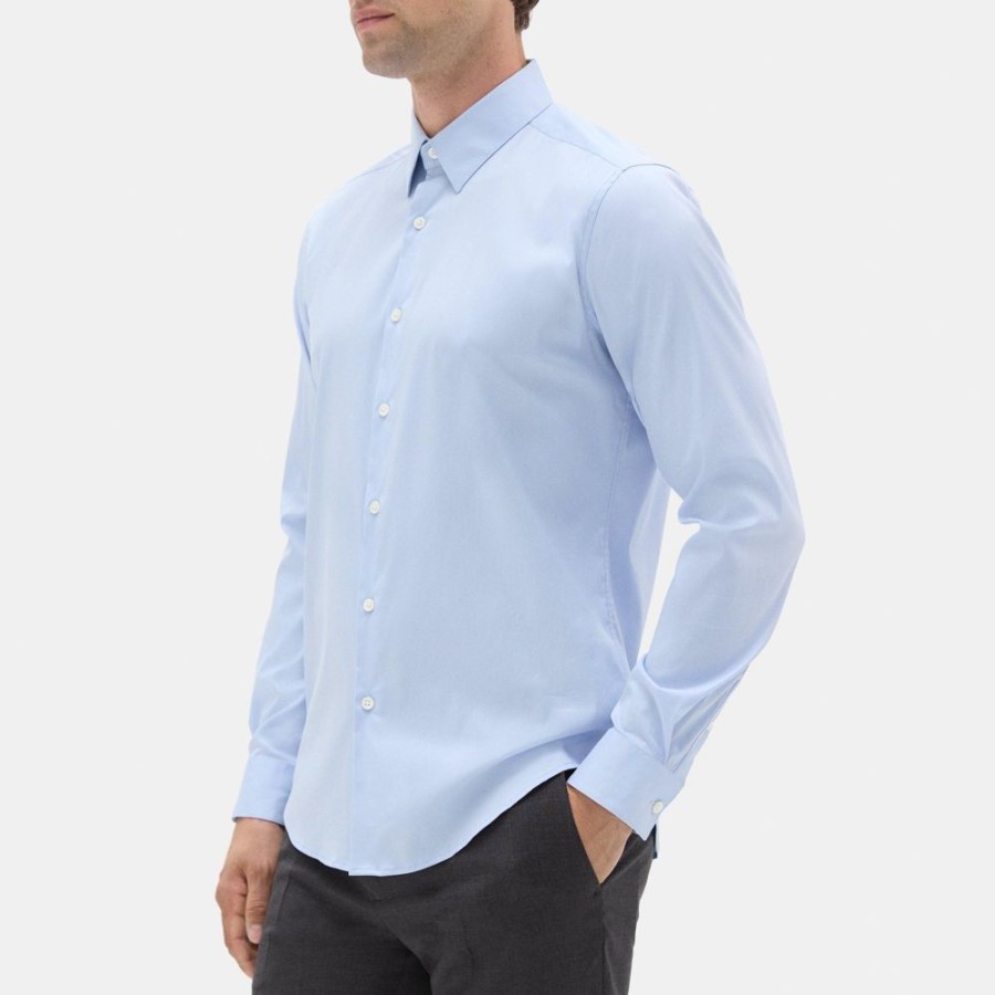 Men Theory Outlet | Tailored Shirt In Stretch Cotton French Blue