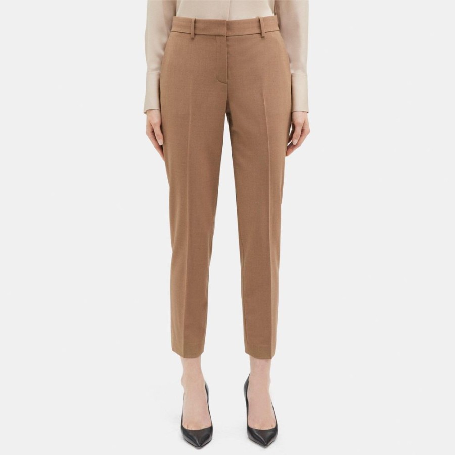 Women Theory Outlet | Classic Crop Pant In Sevona Stretch Wool Camel