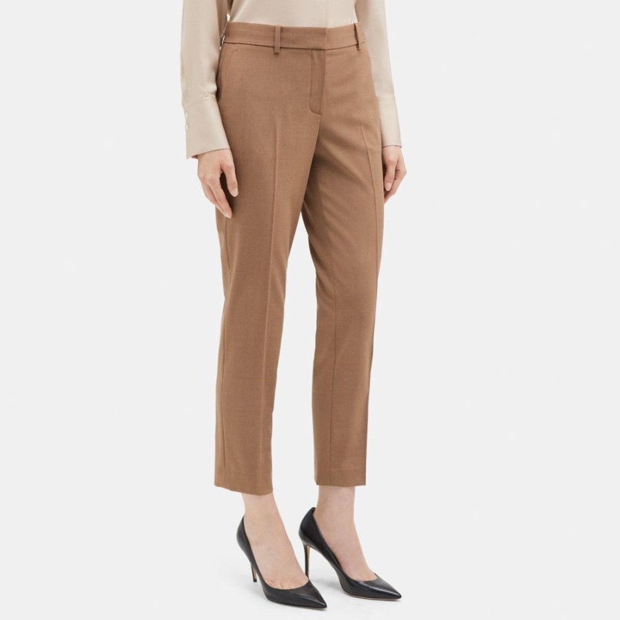 Women Theory Outlet | Classic Crop Pant In Sevona Stretch Wool Camel