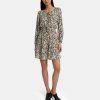 Women Theory Outlet | Gathered Shirt Dress In Floral Silk Crepe Multi