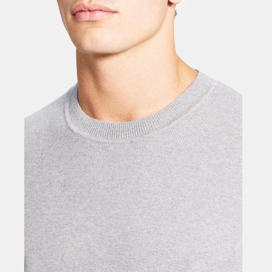 Men Theory Outlet | Crewneck Sweater In Cotton Medium Grey