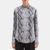 Women Theory Outlet | Relaxed Shirt In Python-Printed Silk Georgette Grey Multi