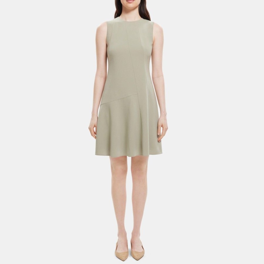 Women Theory Outlet | Fit-And-Flare Mini Dress In Crepe Sage