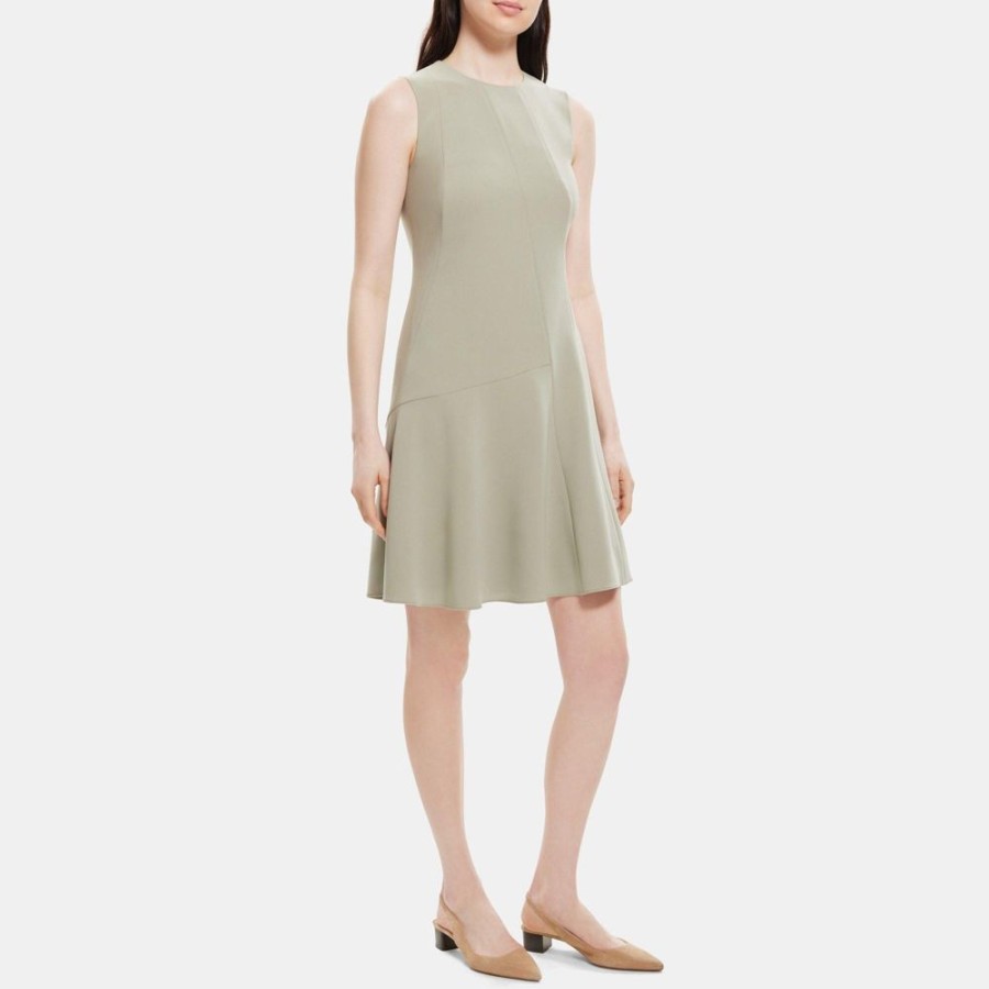 Women Theory Outlet | Fit-And-Flare Mini Dress In Crepe Sage