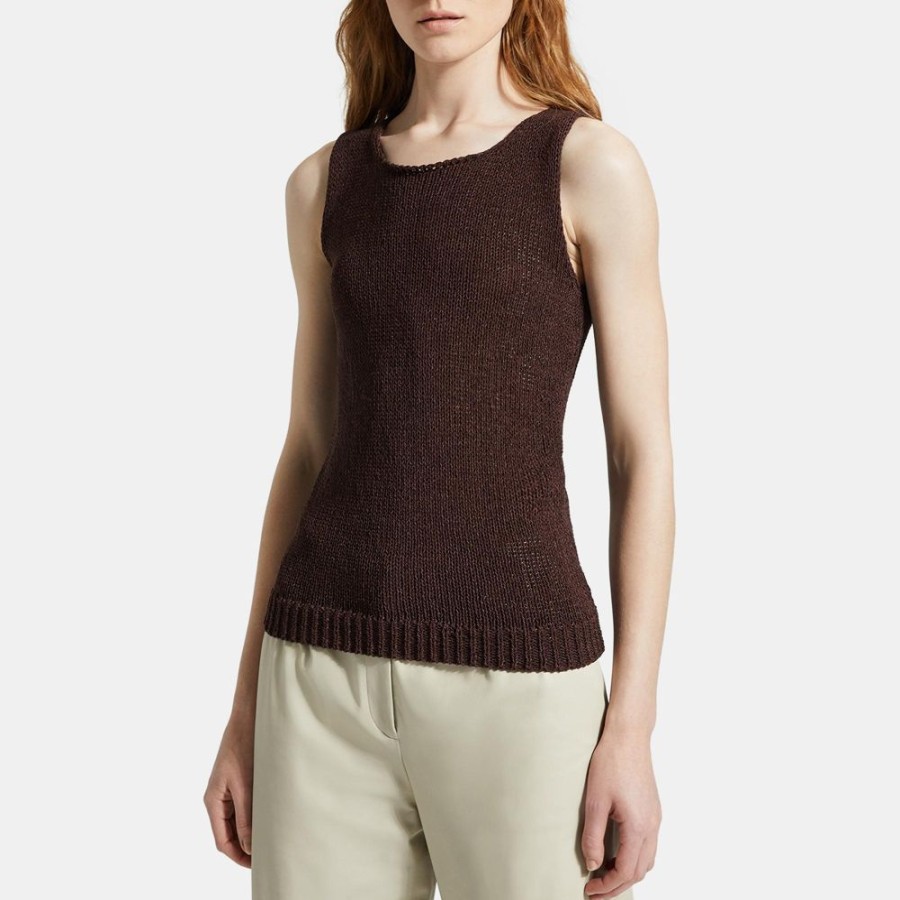 Women Theory Outlet | Shell Top In Cotton Nylon Dark Brown