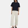 Women Theory Outlet | Pleated Short-Sleeve Sweater In Cotton Blend Navy