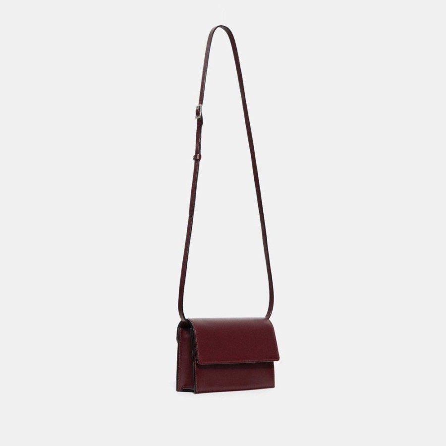 Women Theory Outlet | Shoulder Box Bag In Leather Garnet