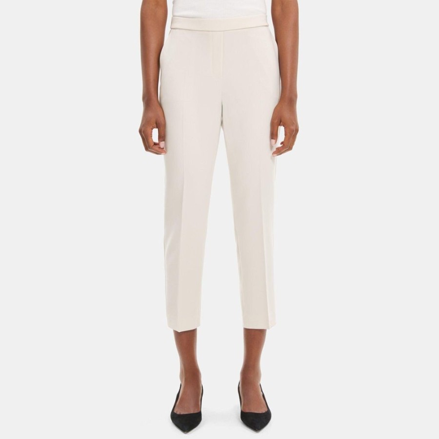 Women Theory Outlet | Cropped Slim Pull-On Pant In Crepe