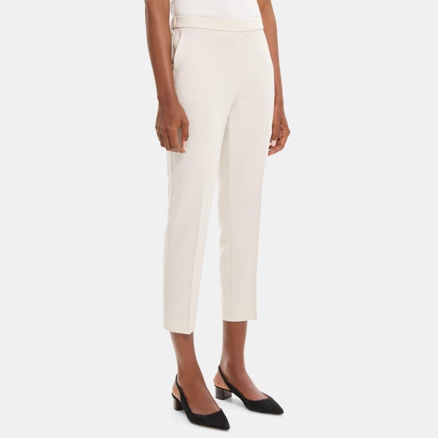 Women Theory Outlet | Cropped Slim Pull-On Pant In Crepe