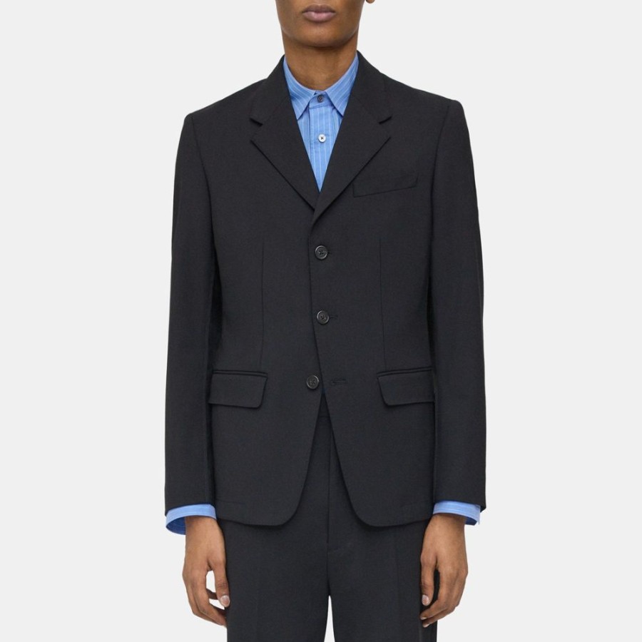 Men Theory Outlet | Three-Button Blazer In Wool Gabardine Black