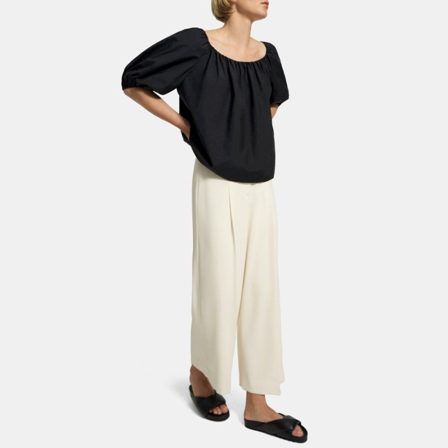 Women Theory Outlet | Scoop Neck Top In Cotton Blend Black