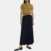 Women Theory Outlet | Pleated Palazzo Pant In Cotton Blend Navy