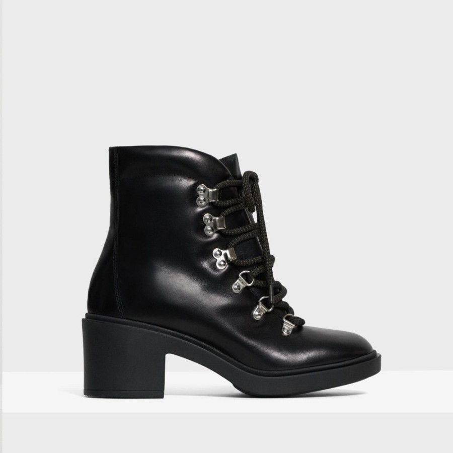 Women Theory Outlet | Hiking Boot In Leather Black