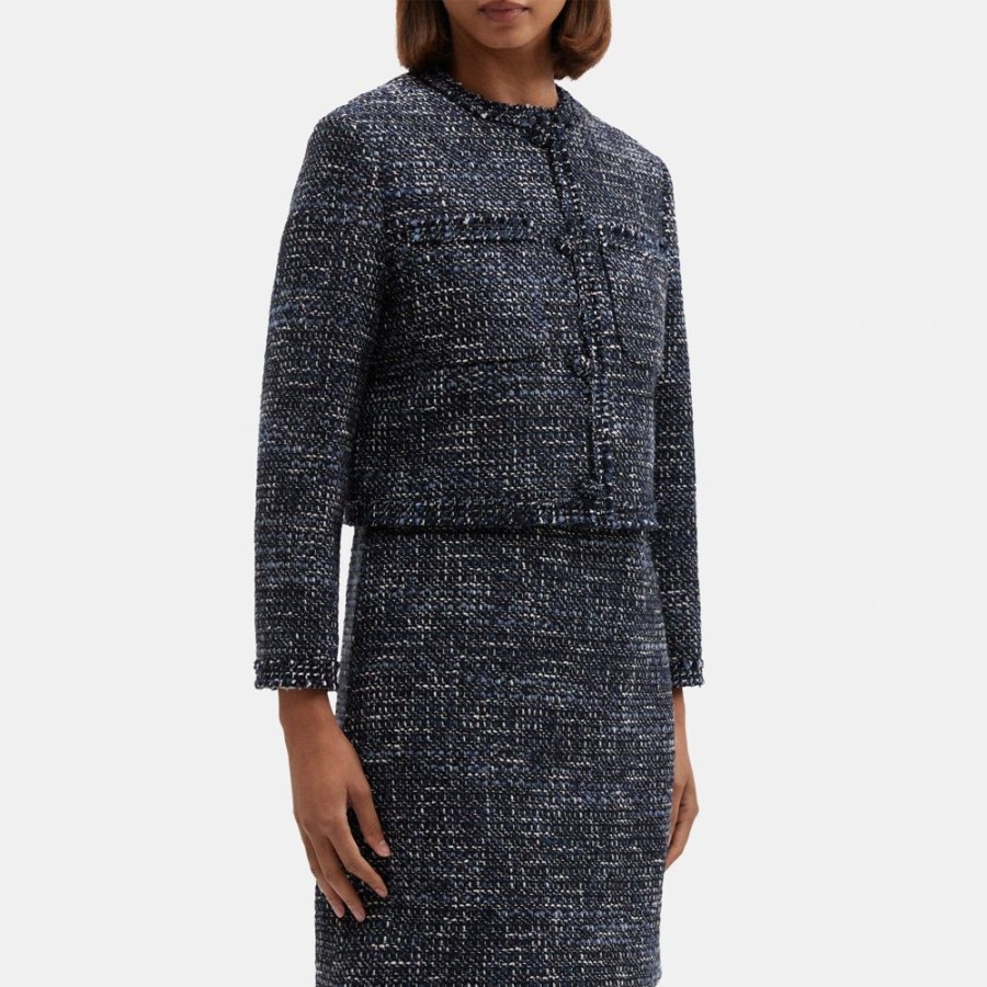 Women Theory Outlet | Cropped Jacket In Tweed