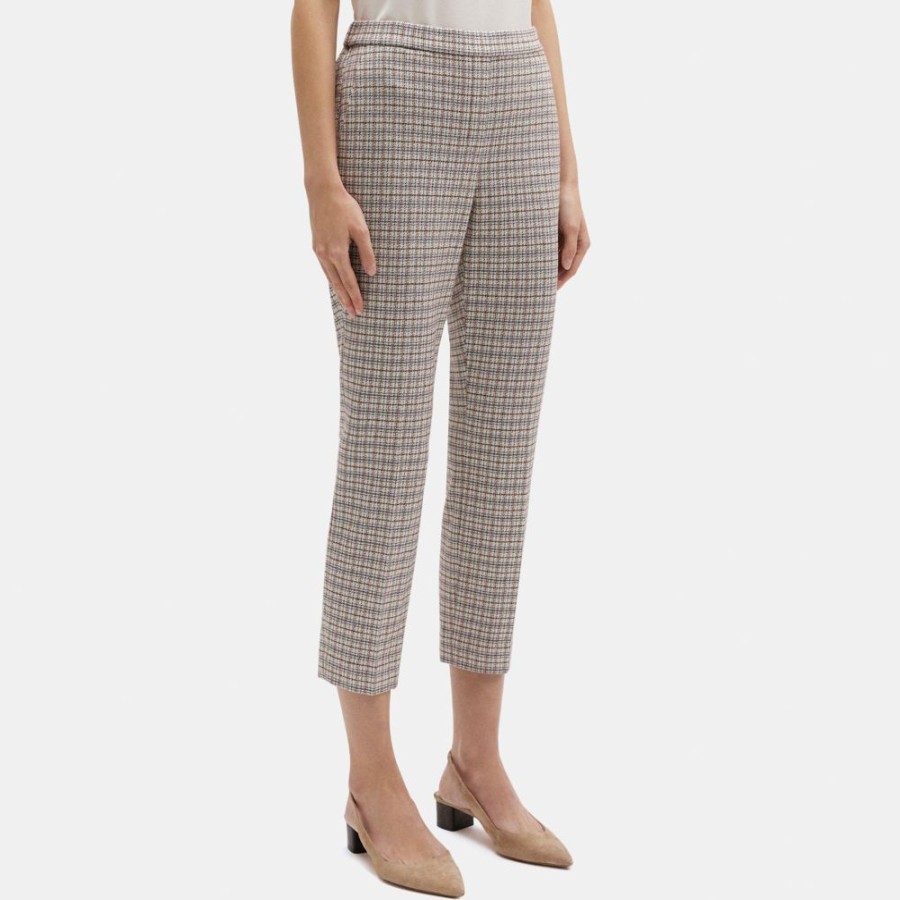 Women Theory Outlet | Slim Cropped Pull-On Pant In Plaid Knit Multi