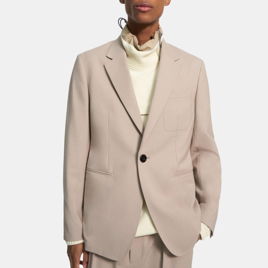 Men Theory Outlet | Wool Gabardine Tailored Blazer Sand