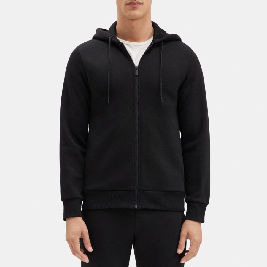 Men Theory Outlet | Zip-Up Hoodie In Cotton Blend Fleece Black