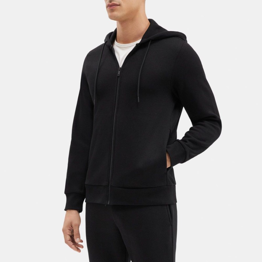 Men Theory Outlet | Zip-Up Hoodie In Cotton Blend Fleece Black