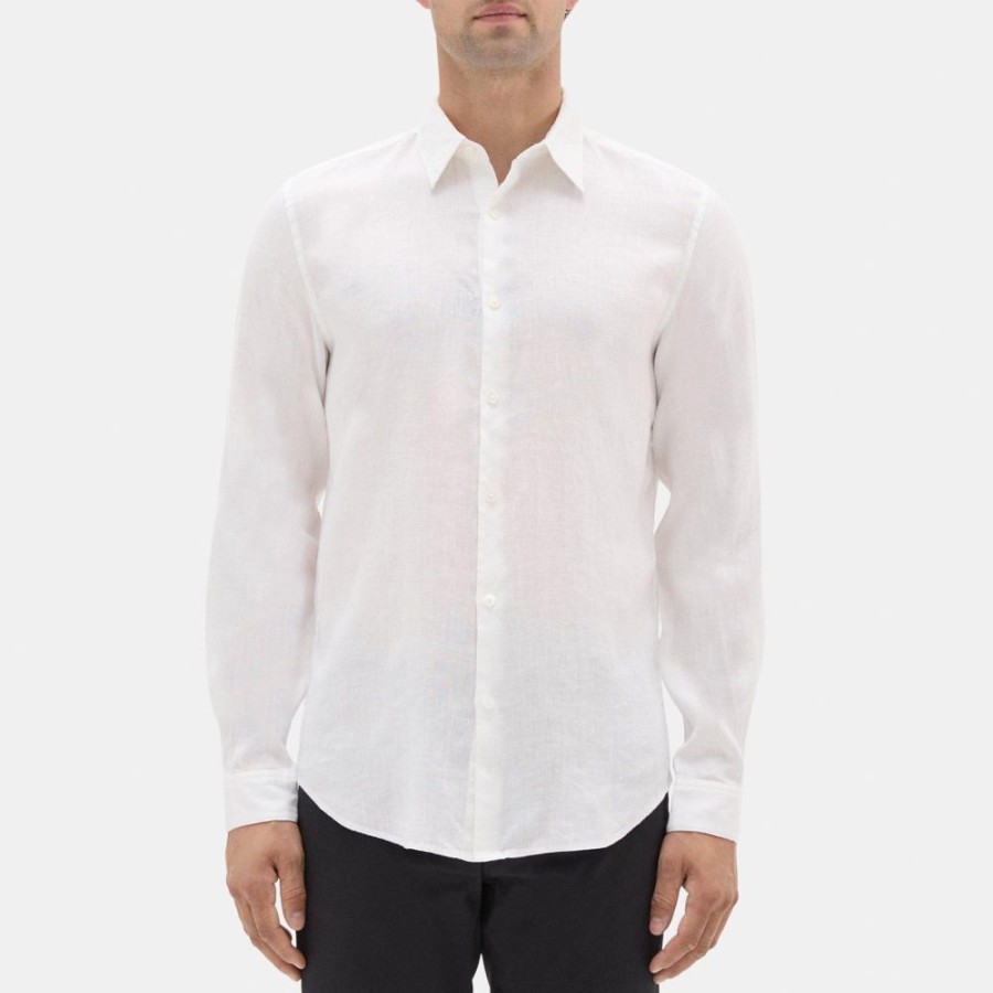 Men Theory Outlet | Standard-Fit Shirt In Linen White