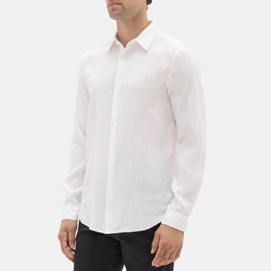 Men Theory Outlet | Standard-Fit Shirt In Linen White