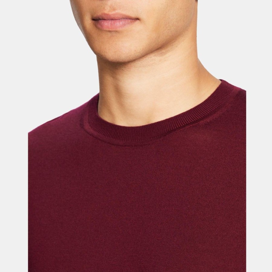 Men Theory Outlet | Crewneck Sweater In Merino Wool Wine