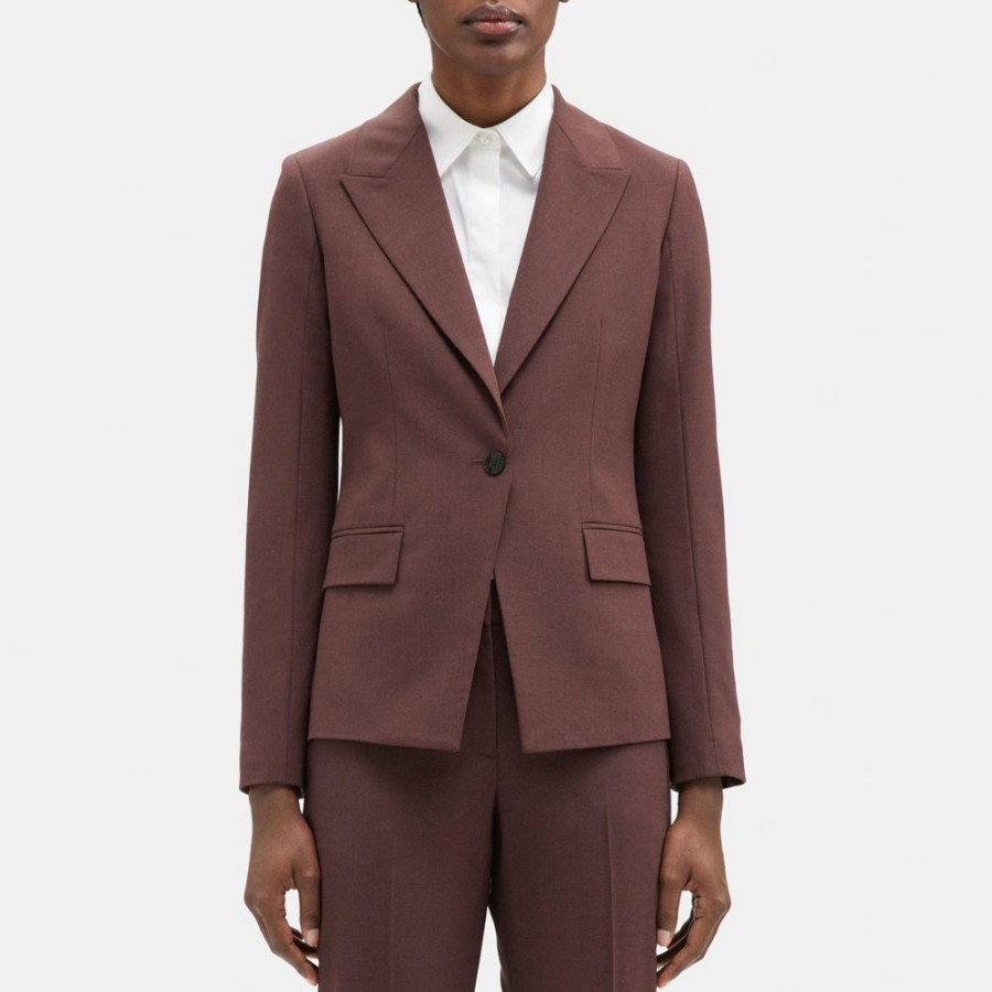 Women Theory Outlet | Angled Blazer In Sevona Stretch Wool