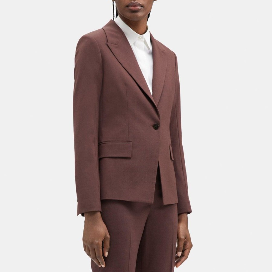 Women Theory Outlet | Angled Blazer In Sevona Stretch Wool