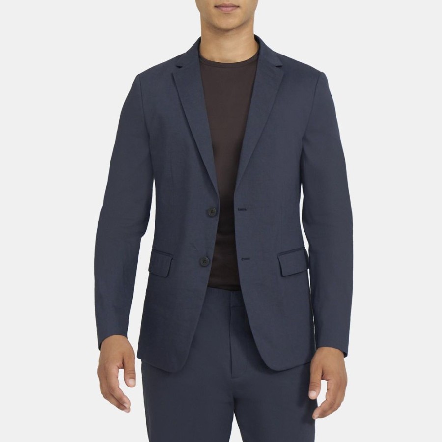 Men Theory Outlet | Unstructured Blazer In Stretch Linen Eclipse