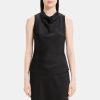 Women Theory Outlet | Cowl-Neck Top In Satin Black