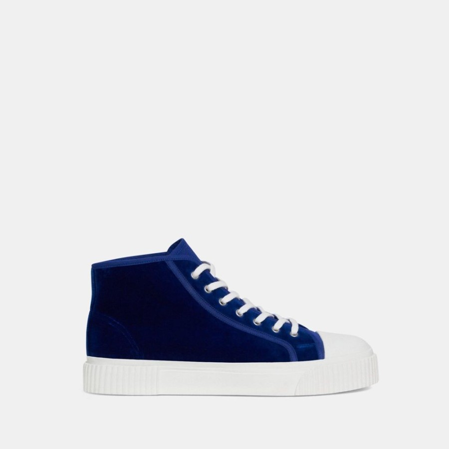 Men Theory Outlet | High-Top Velvet Sneaker Cobalt