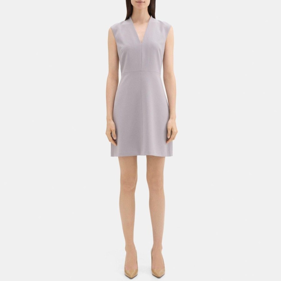 Women Theory Outlet | Sleeveless A-Line Dress In Crepe Gull