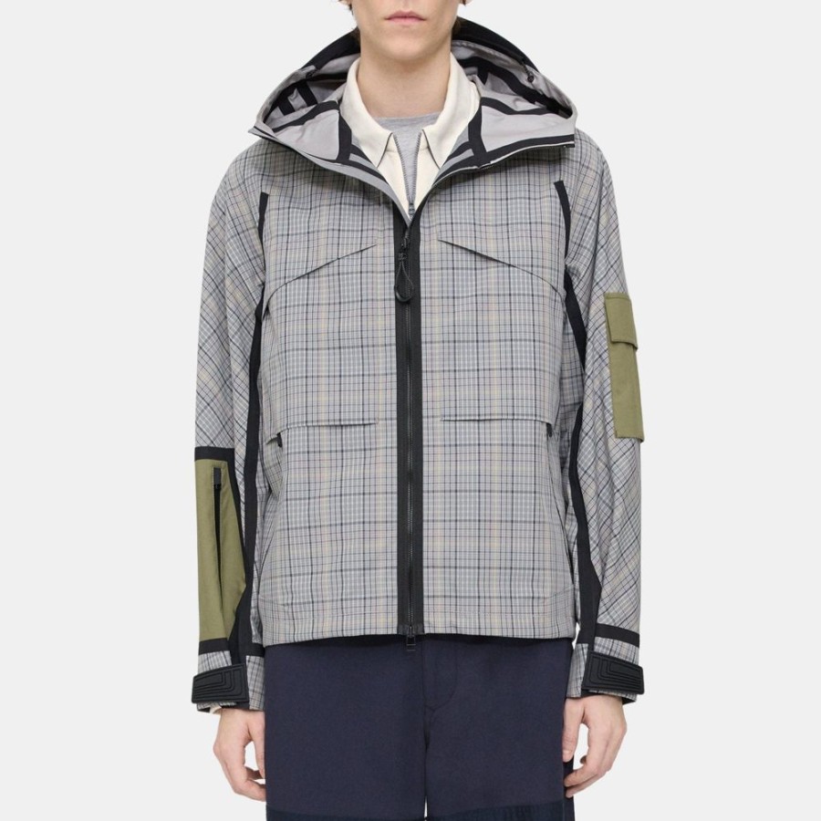 Men Theory Outlet | Backed Jacket In Cotton Check Grey Multi