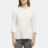 Women Theory Outlet | Long-Sleeve Peplum Top In Silk Georgette Ivory