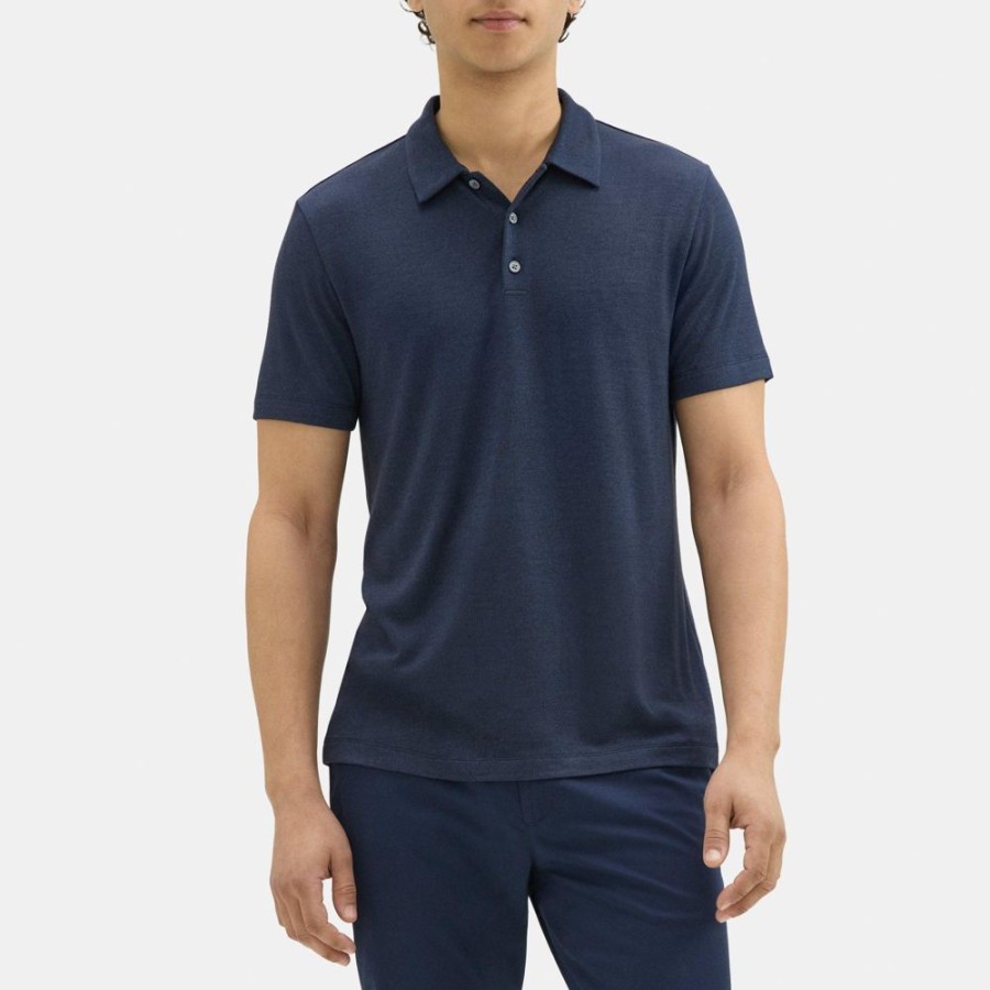 Men Theory Outlet | Polo Shirt In Modal Blend Jersey Eclipse/Sargasso