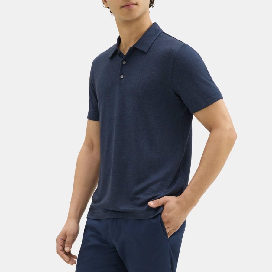 Men Theory Outlet | Polo Shirt In Modal Blend Jersey Eclipse/Sargasso