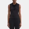 Women Theory Outlet | Cowl-Neck Top In Satin Black