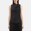 Women Theory Outlet | Cowl-Neck Top In Satin Black