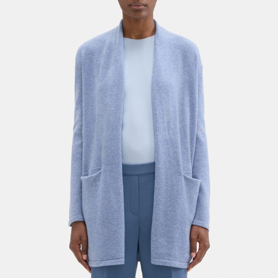 Women Theory Outlet | Open Front Cardigan In Wool-Cashmere Paloma Heather