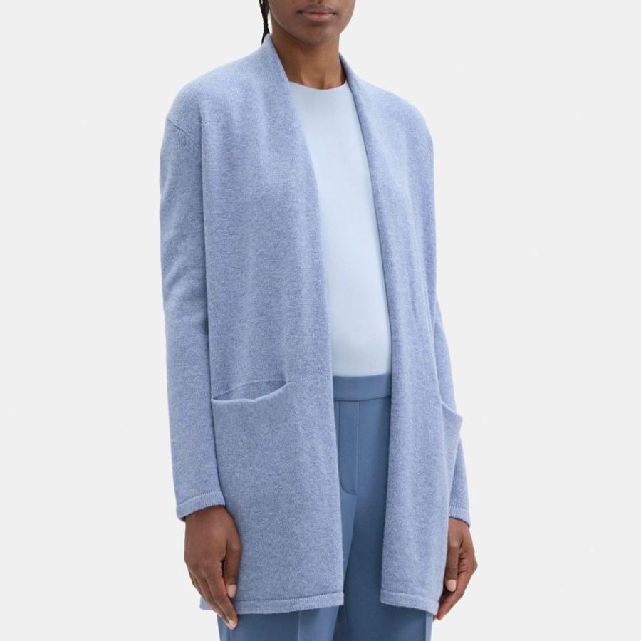 Women Theory Outlet | Open Front Cardigan In Wool-Cashmere Paloma Heather