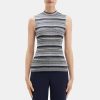 Women Theory Outlet | Mock Neck Tank In Washable Silk Denim Mel Multi