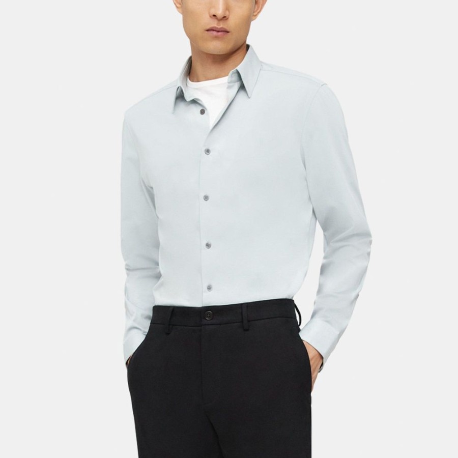 Men Theory Outlet | Tailored Shirt In Structure Knit Gravity