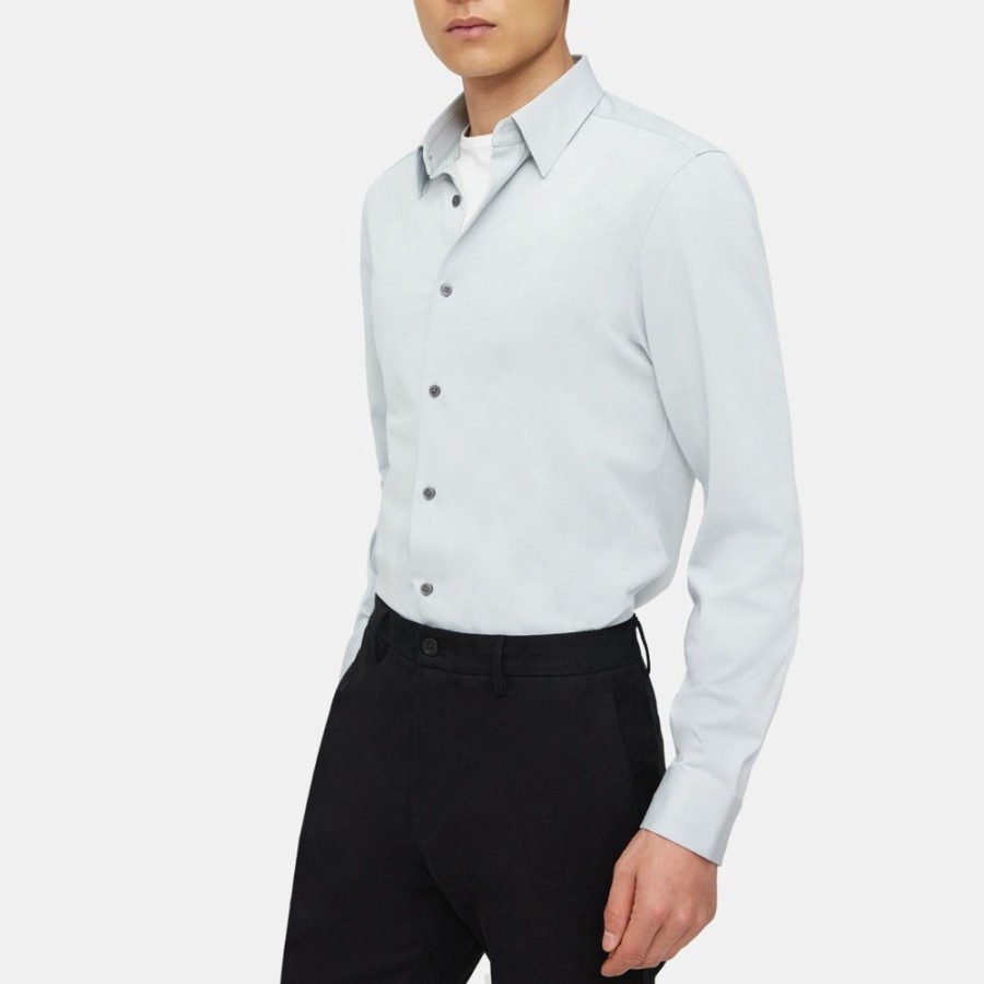 Men Theory Outlet | Tailored Shirt In Structure Knit Gravity