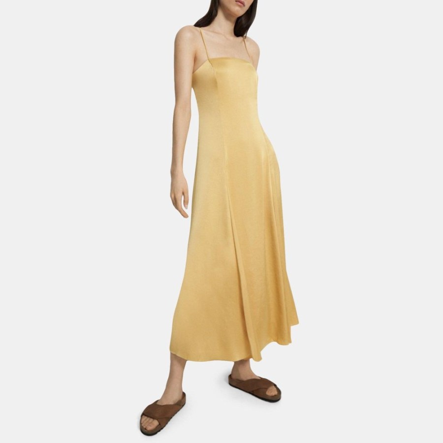 Women Theory Outlet | Cami Midi Dress In Crushed Satin Sun