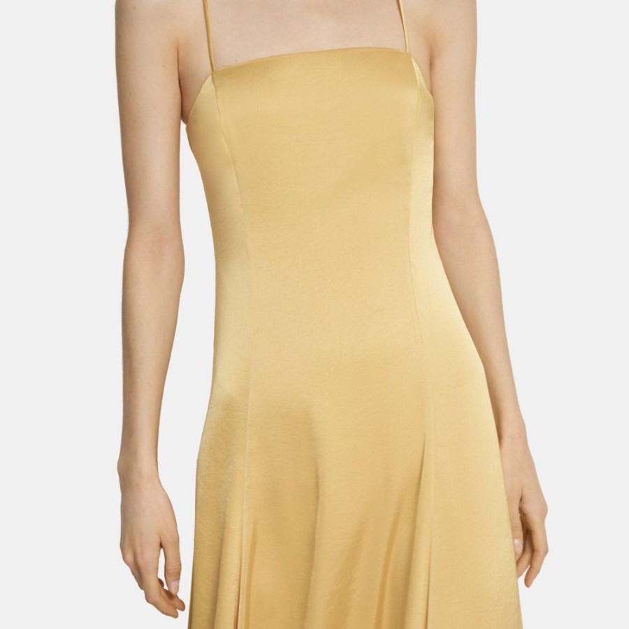 Women Theory Outlet | Cami Midi Dress In Crushed Satin Sun