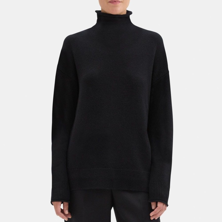 Women Theory Outlet | Slouchy Turtleneck Sweater In Cashmere Black