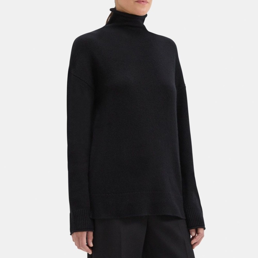 Women Theory Outlet | Slouchy Turtleneck Sweater In Cashmere Black