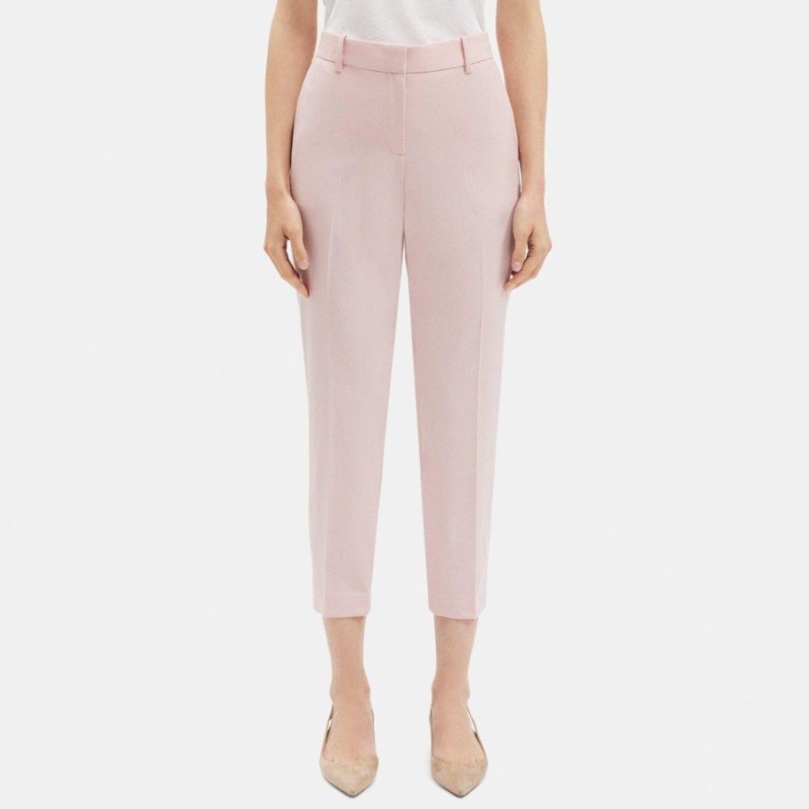 Women Theory Outlet | Slim Cropped Pant In Stretch Wool Pink Salt