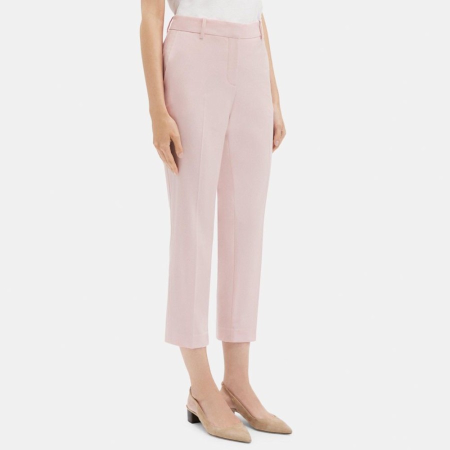 Women Theory Outlet | Slim Cropped Pant In Stretch Wool Pink Salt