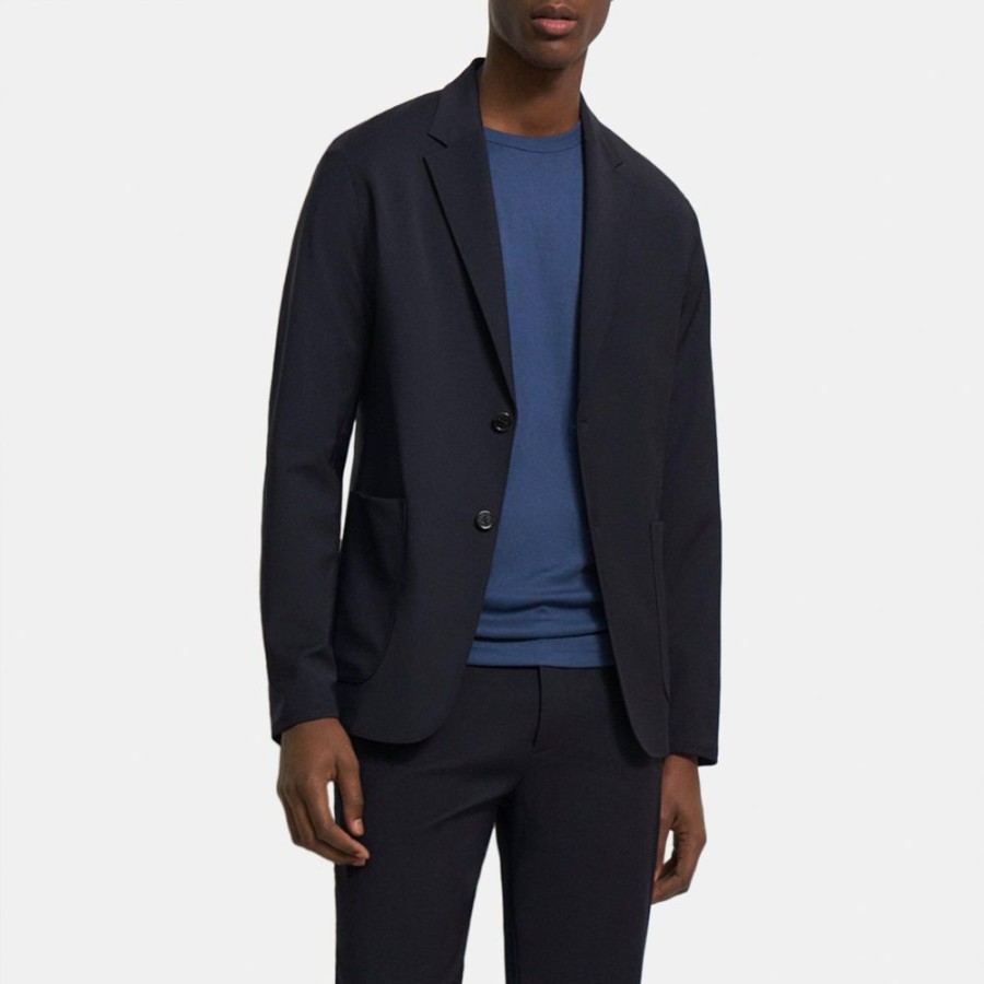 Men Theory Outlet | Unstructured Suit Jacket In Bonded Wool Twill Baltic/Grey Melange